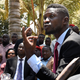 Robert Kyagulanyi also known as Bobi Wine addresses a news conference at his home in Kampala, Uganda last September.